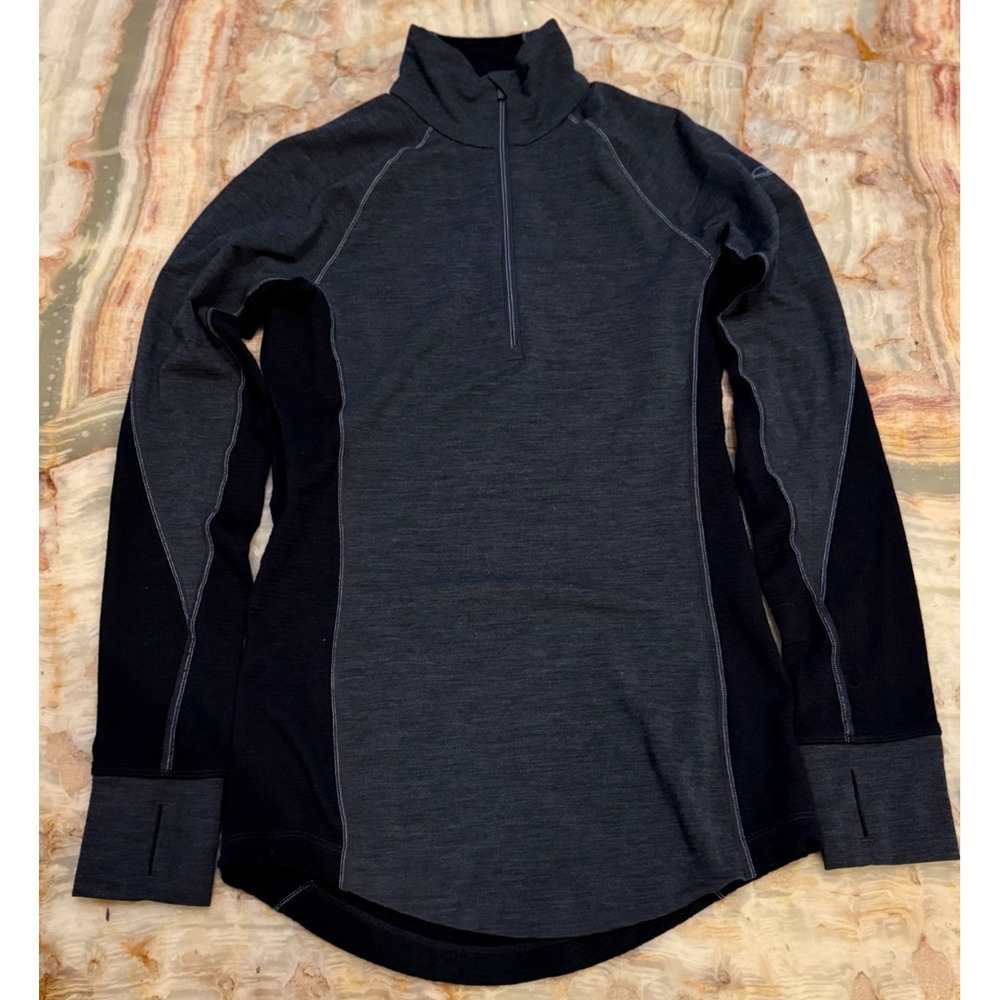 Icebreaker Merino 260 Zone Womens Athletic Shirt Charcoal Gray Raglan Sleeve S‎